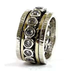 Bluenoemi Spinner Ring for Woman - Silver Gold cz eternity band