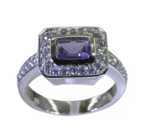 Riyo Flawless Stone Amethyst Solid Silver Rings Fire Opal Jewelry