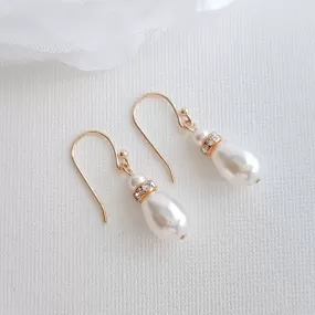 Simple Drop Earrings in Rose Gold for Weddings- June