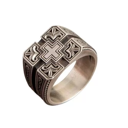 WWJD Fashion Personality Cross Print Christian Ring